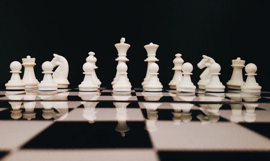 White pieces ready for a game