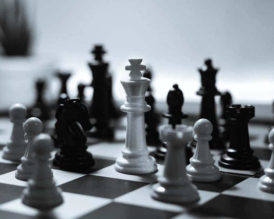 Chess pieces on the board