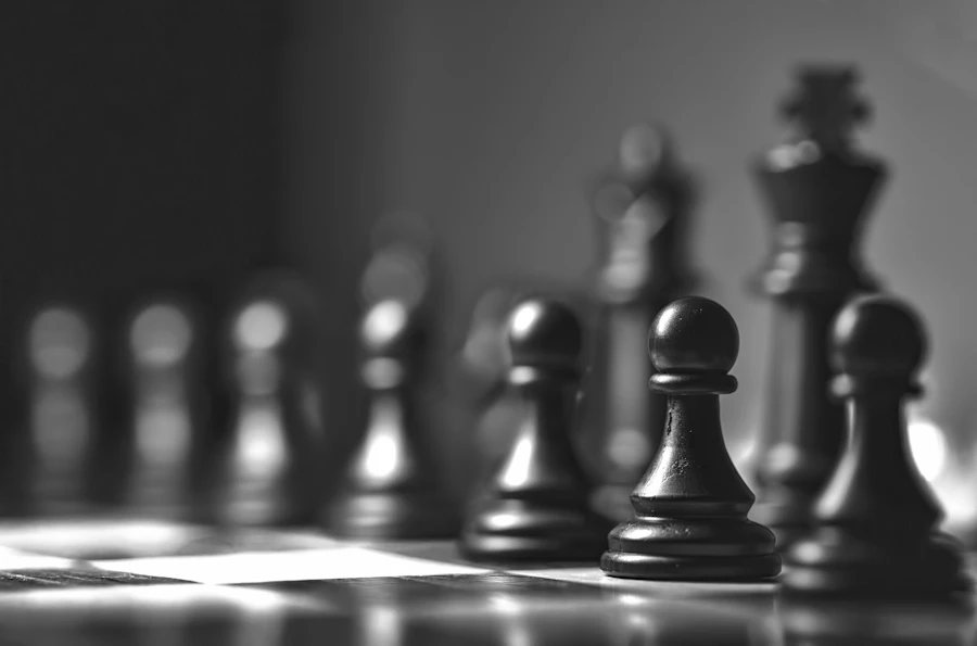 A black piece on a chessboard