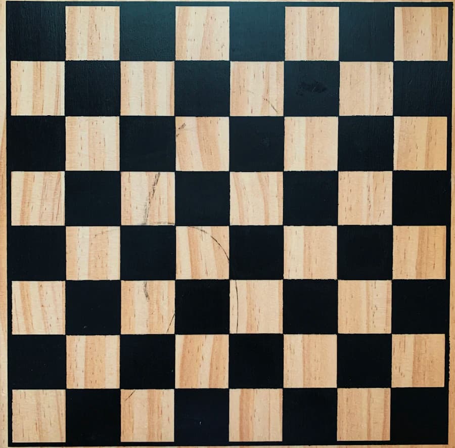 An empty wooden chessboard